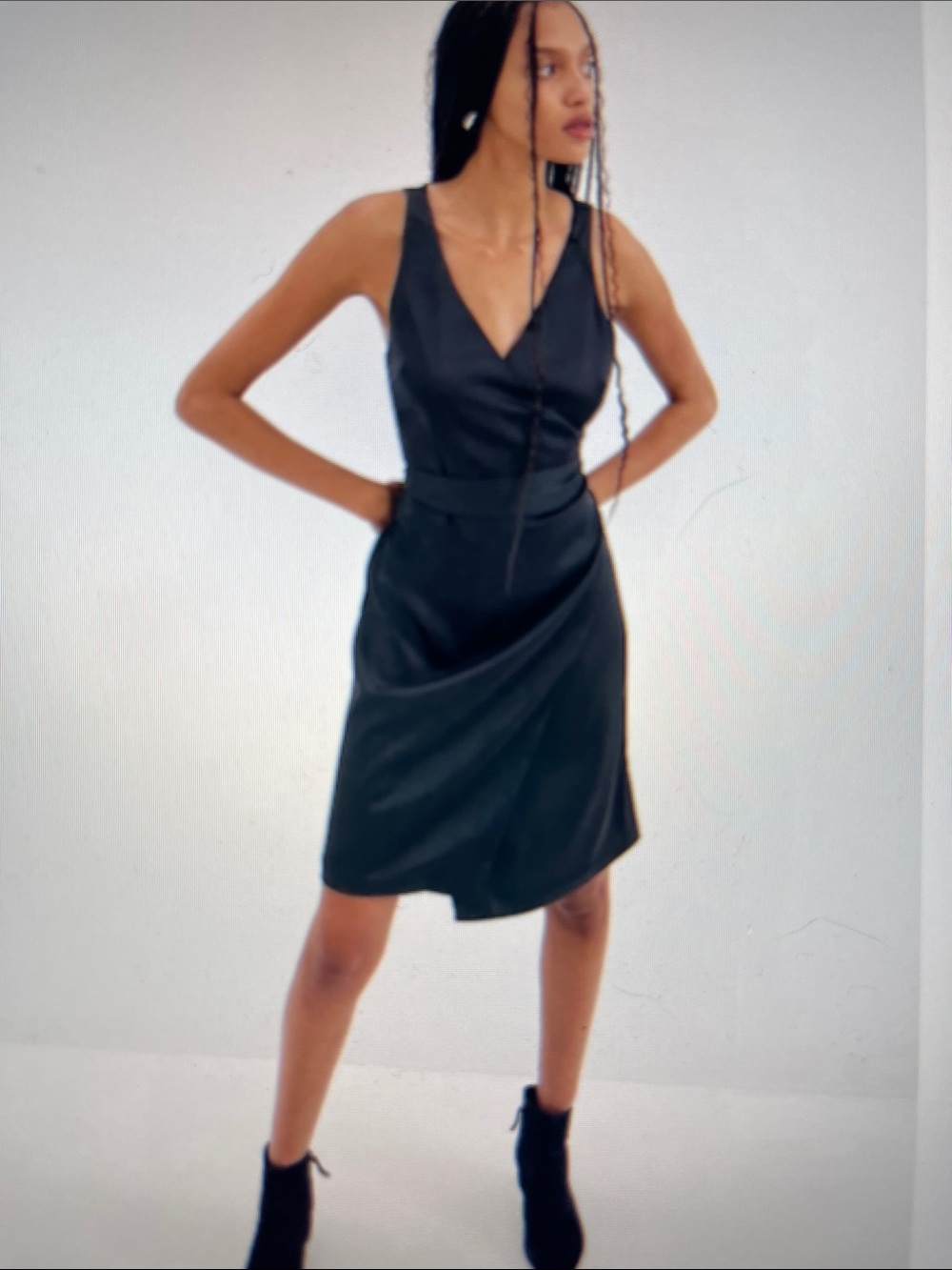 GAP Black satin Sleeveless Wrap Dress with Side Tie size L